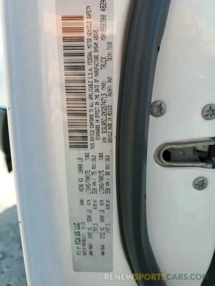 12 Photograph of a damaged car 3C6UR5CJ2KG574713 RAM 2500 2019