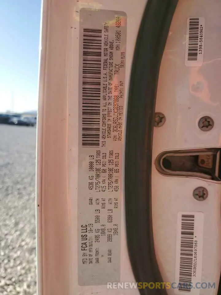 13 Photograph of a damaged car 3C6UR5DJ1KG697868 RAM 2500 2019