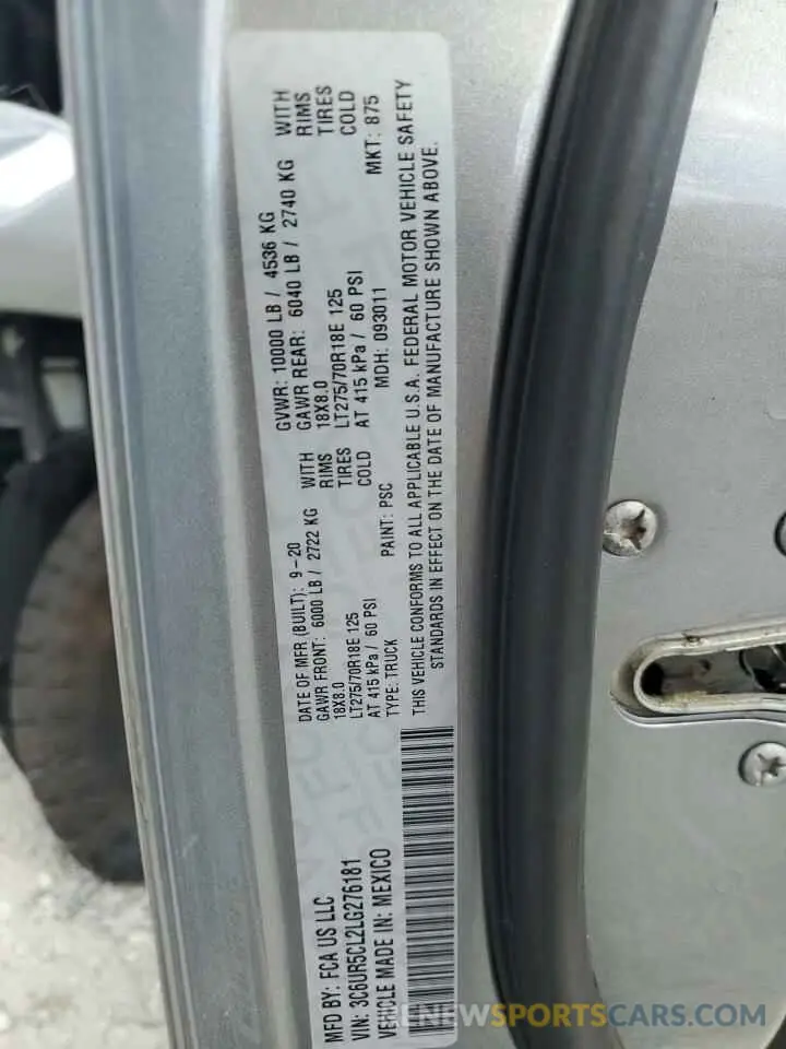 12 Фотография поврежденного автомобиля 3C6UR5CL2LG276181 RAM 2500 2020