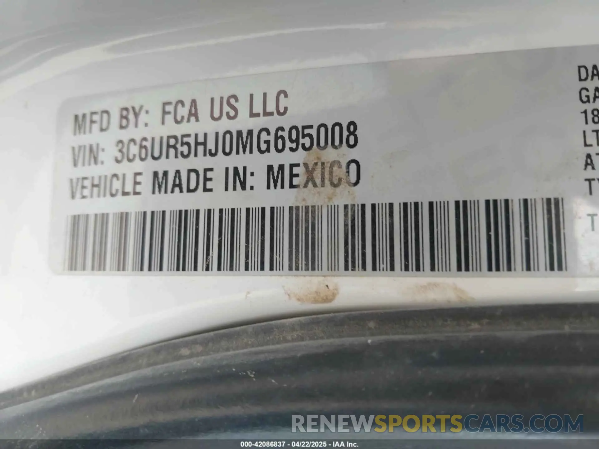 9 Фотография поврежденного автомобиля 3C6UR5HJ0MG695008 RAM 2500 2021