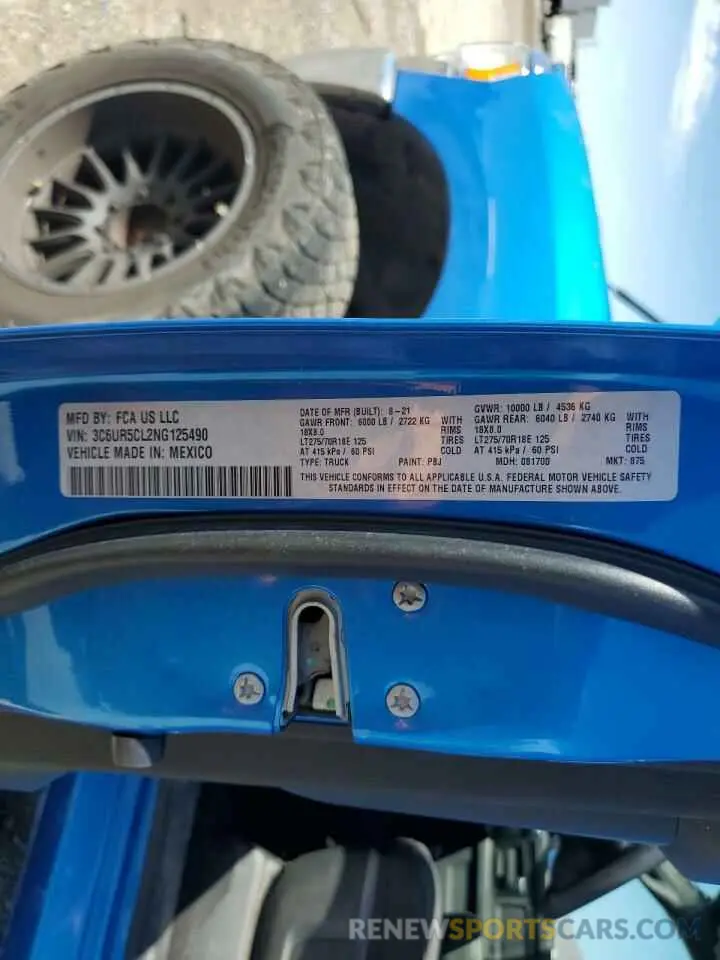 14 Фотография поврежденного автомобиля 3C6UR5CL2NG125490 RAM 2500 2022
