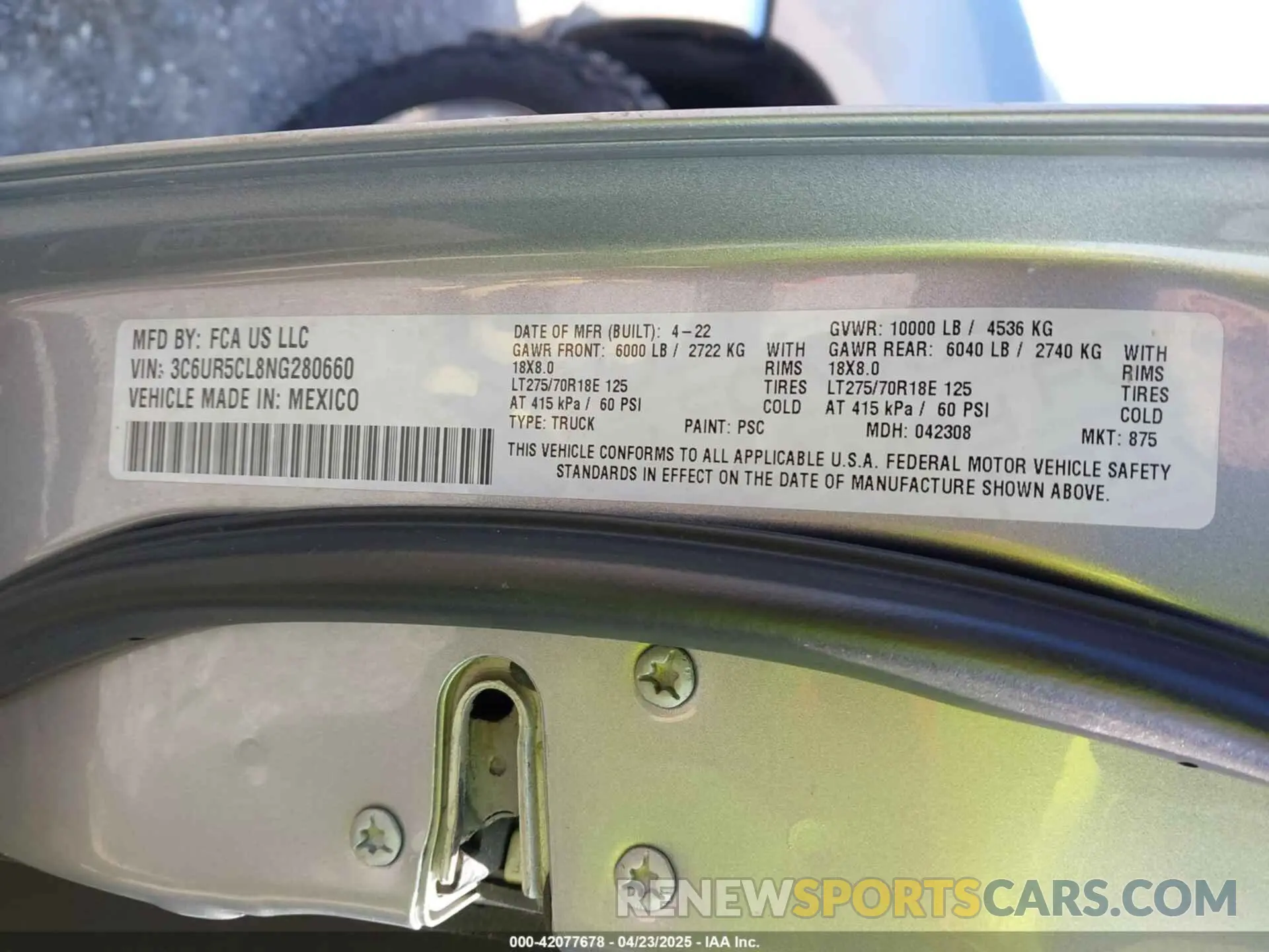 9 Фотография поврежденного автомобиля 3C6UR5CL8NG280660 RAM 2500 2022