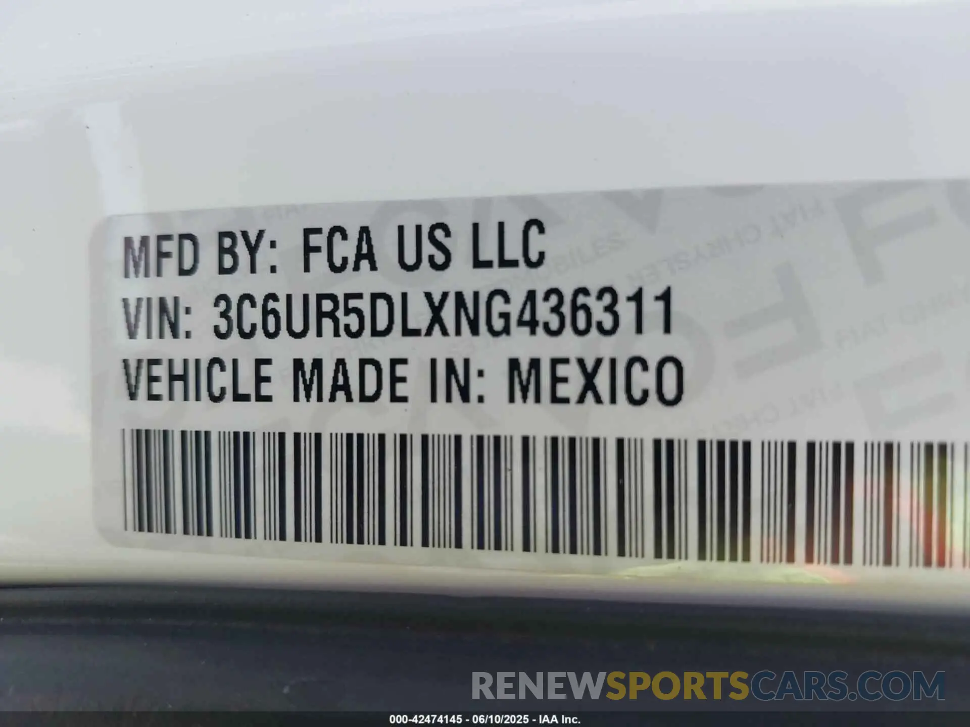 9 Photograph of a damaged car 3C6UR5DLXNG436311 RAM 2500 2022