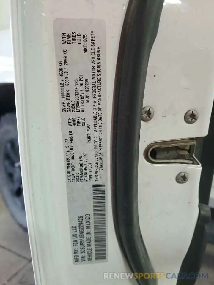 12 Фотография поврежденного автомобиля 3C6UR5FJ6NG229426 RAM 2500 2022