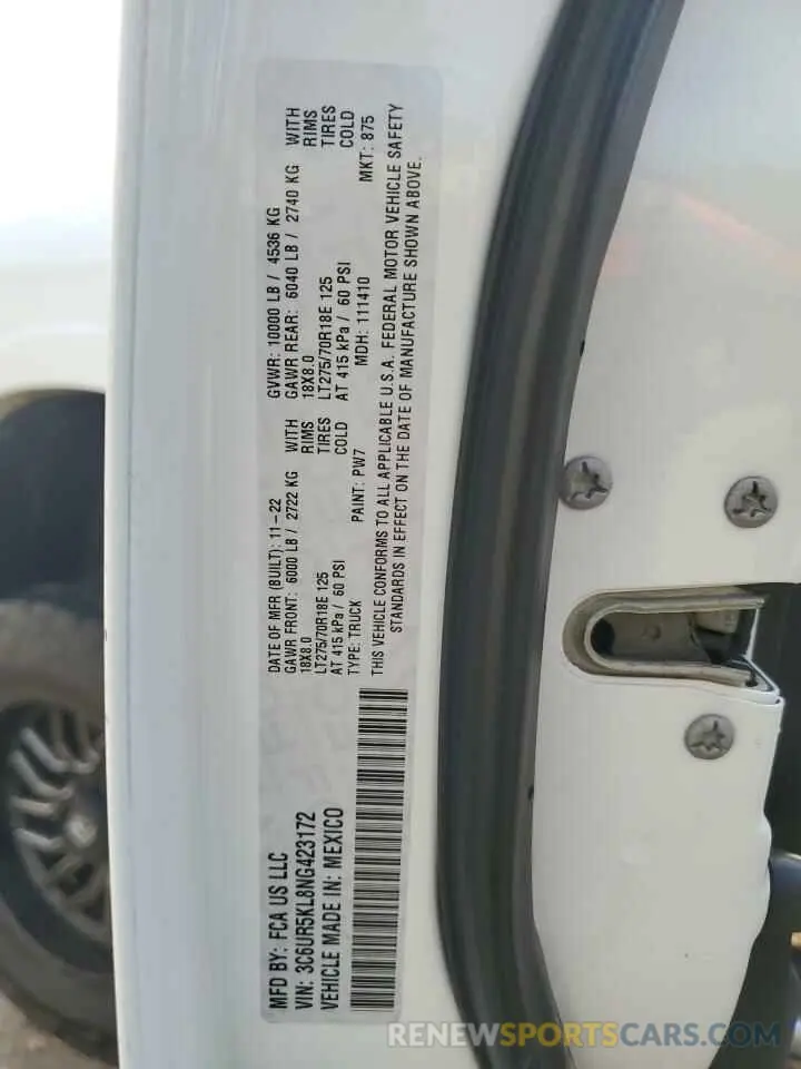 13 Photograph of a damaged car 3C6UR5KL8NG423172 RAM 2500 2022