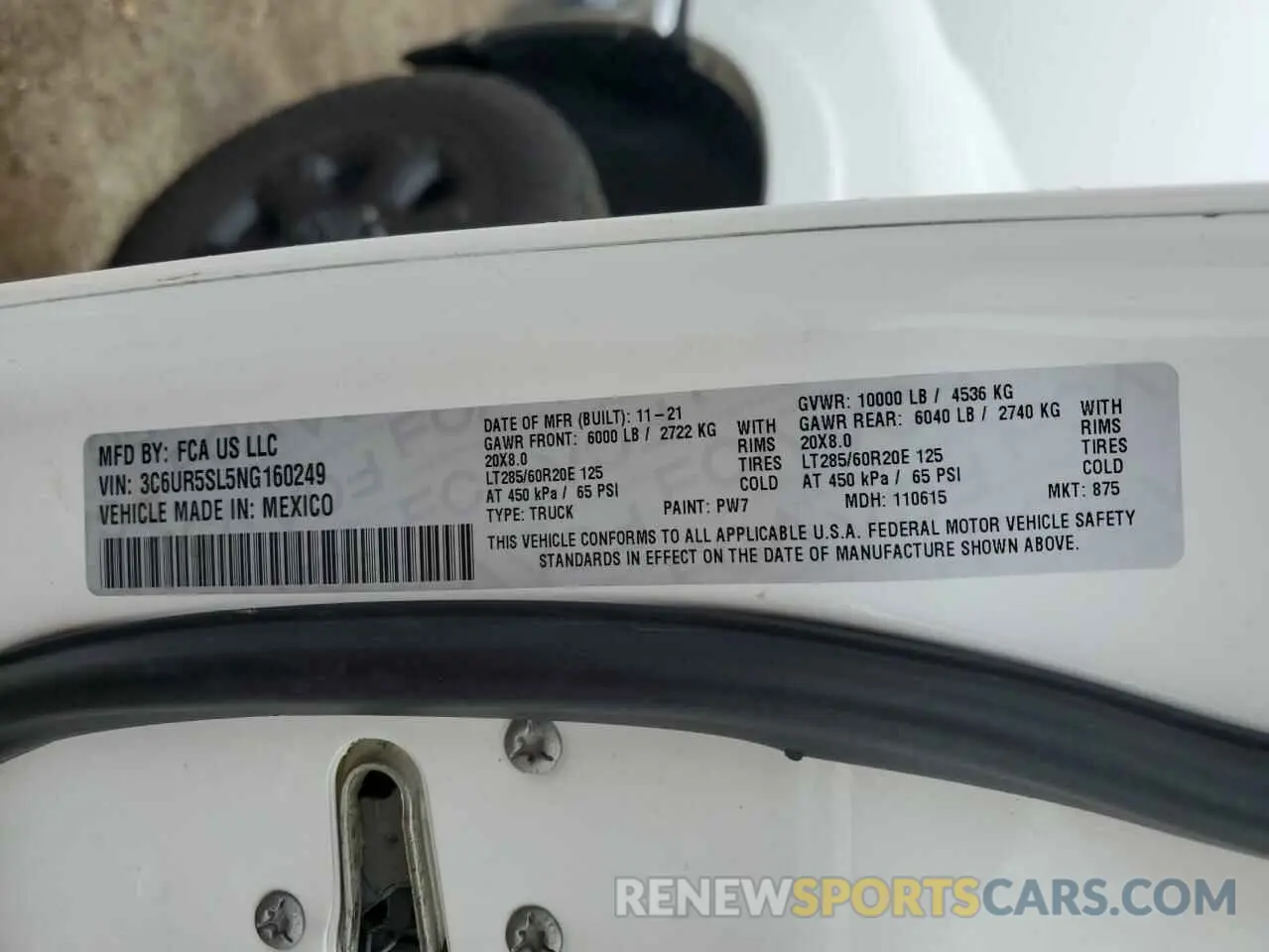 12 Фотография поврежденного автомобиля 3C6UR5SL5NG160249 RAM 2500 2022