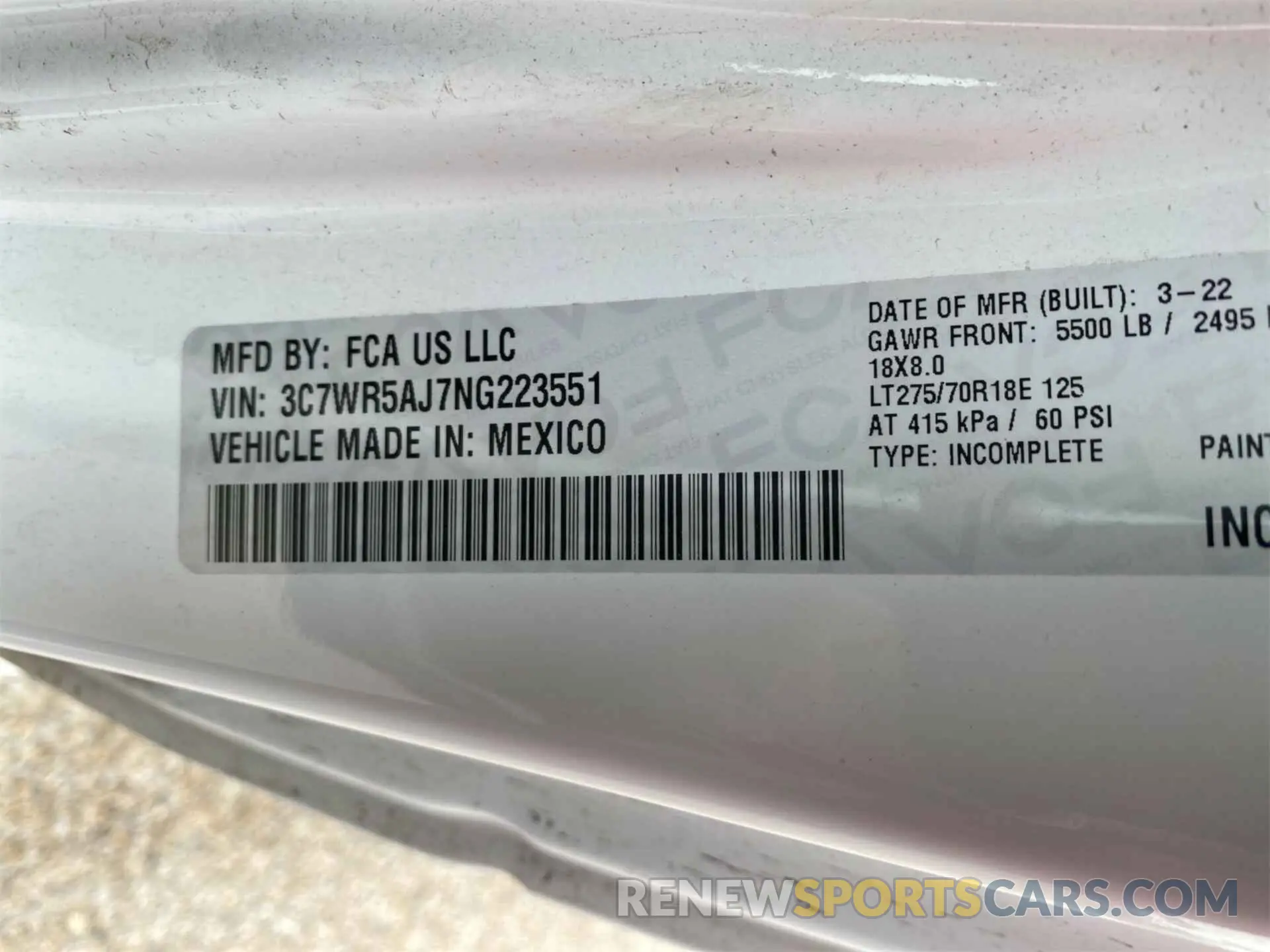 26 Photograph of a damaged car 3C7WR5AJ7NG223551 RAM 2500 2022