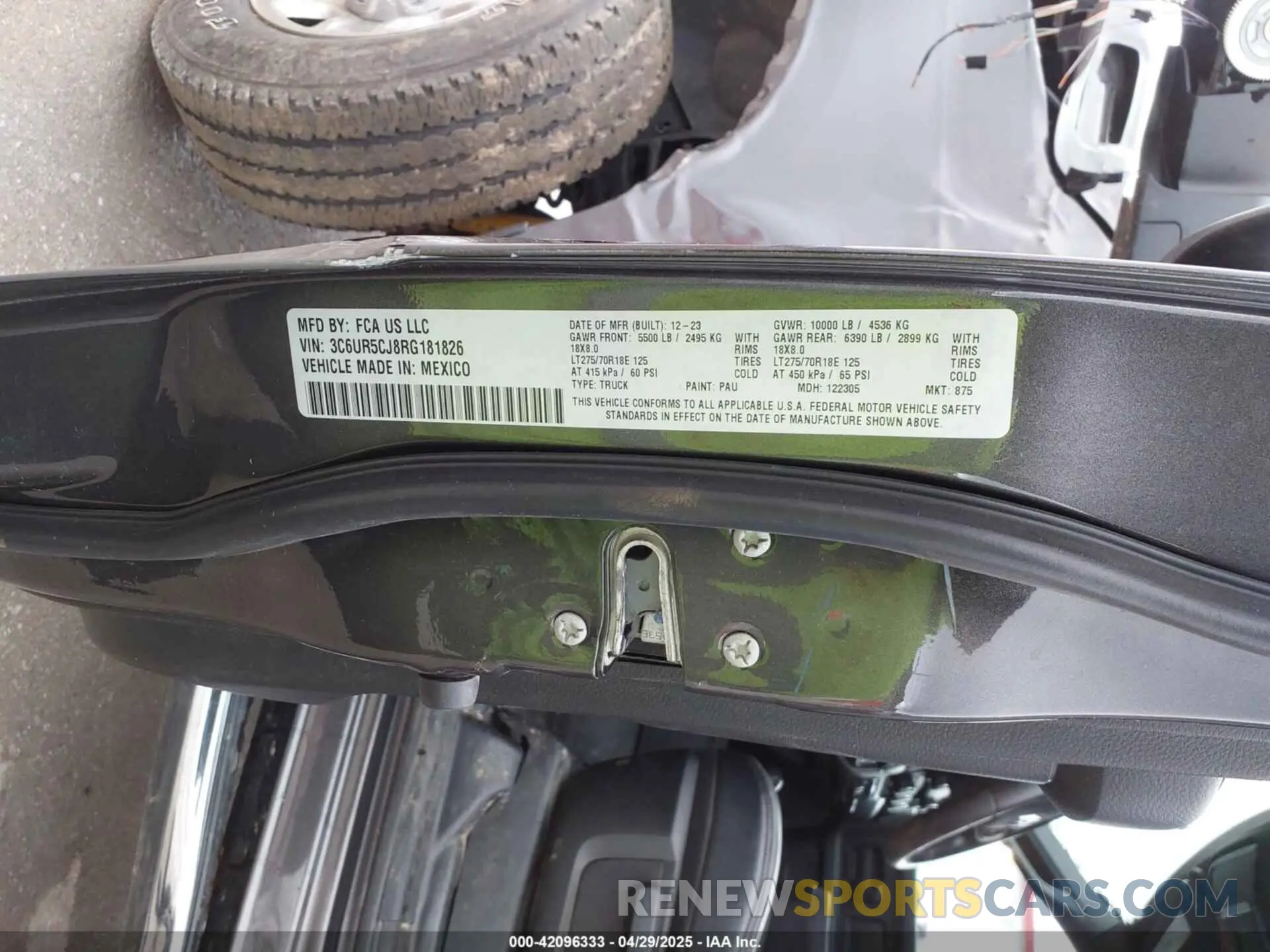 9 Фотография поврежденного автомобиля 3C6UR5CJ8RG181826 RAM 2500 2024