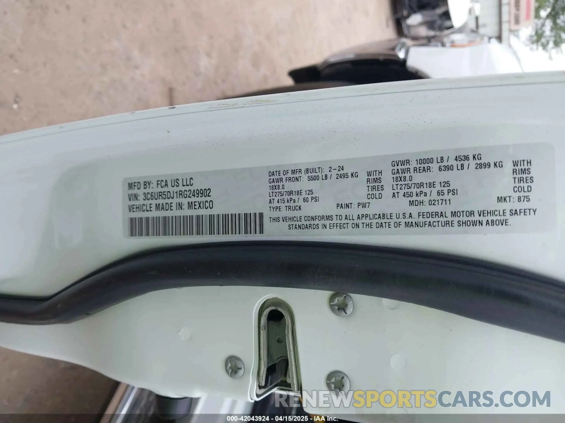 9 Фотография поврежденного автомобиля 3C6UR5DJ1RG249902 RAM 2500 2024