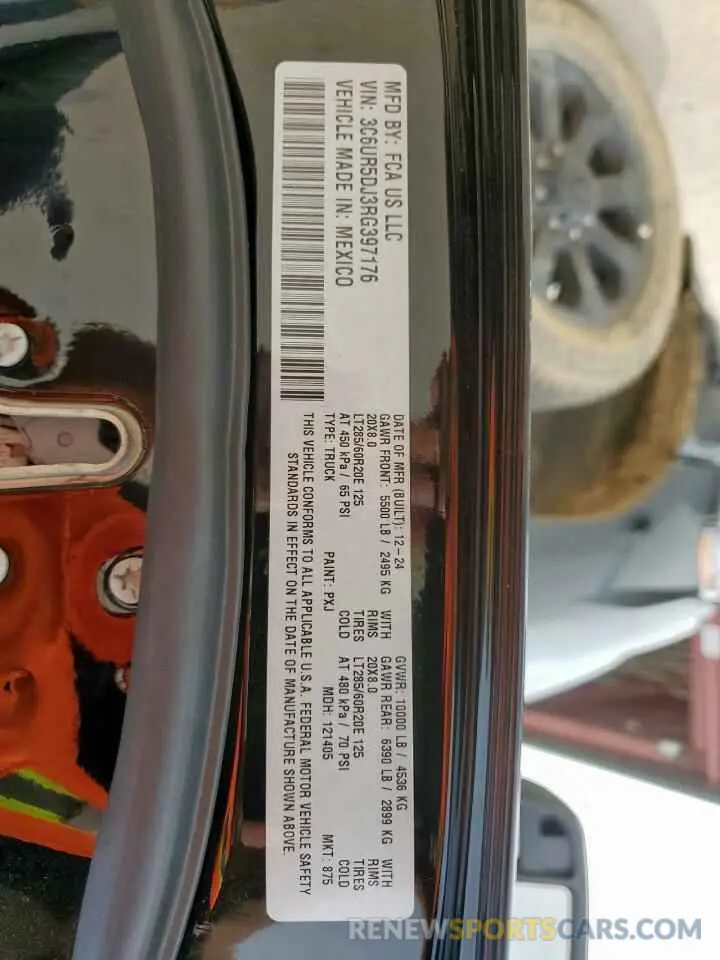 12 Фотография поврежденного автомобиля 3C6UR5DJ3RG397176 RAM 2500 2024