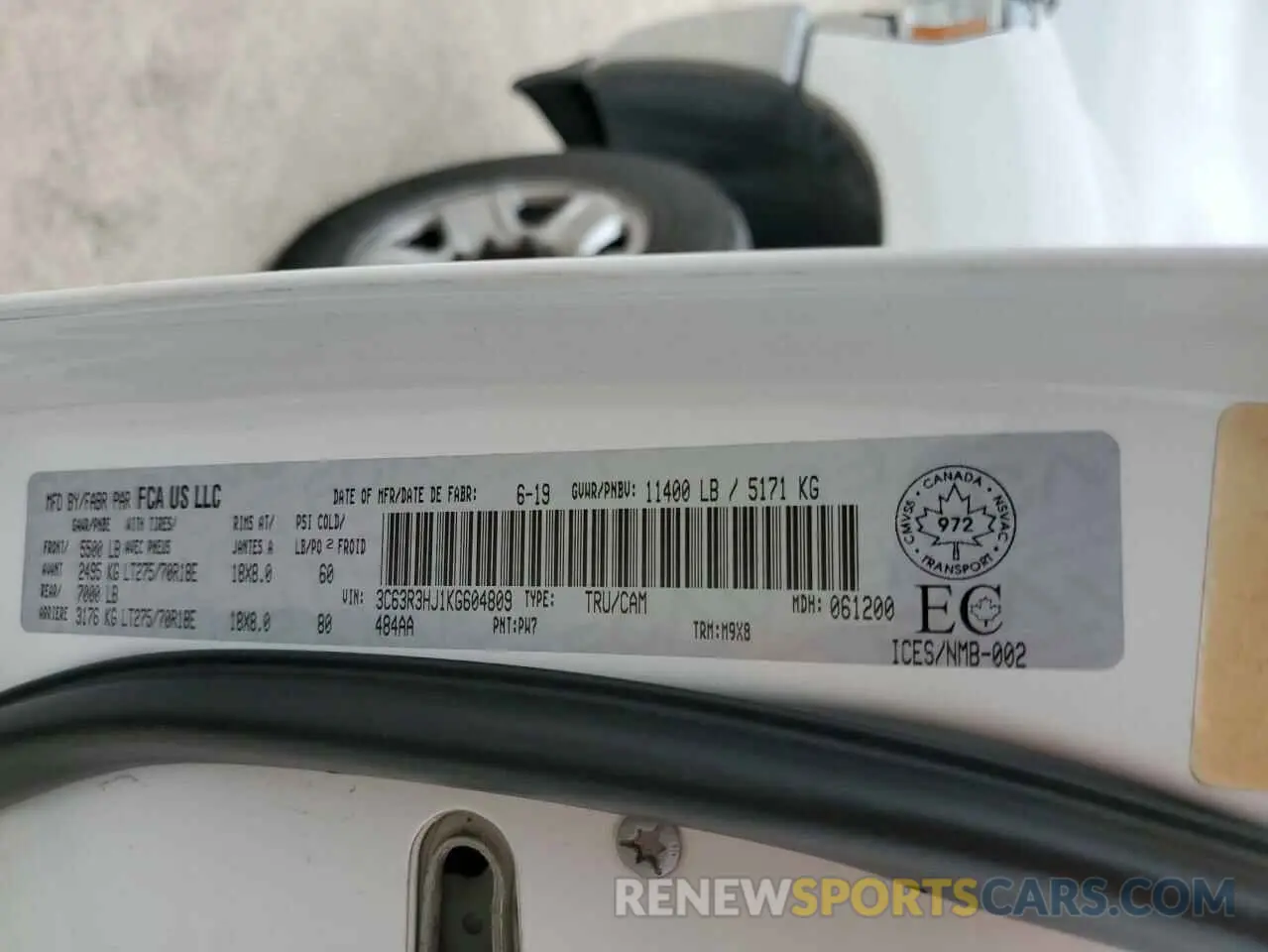 15 Photograph of a damaged car 3C63R3HJ1KG604809 RAM 3500 2019