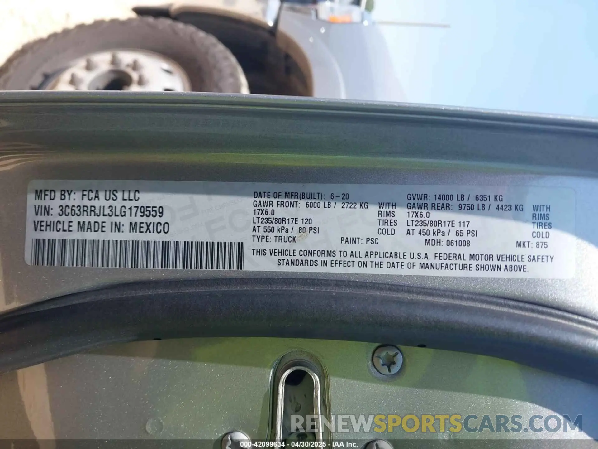 9 Photograph of a damaged car 3C63RRJL3LG179559 RAM 3500 2020