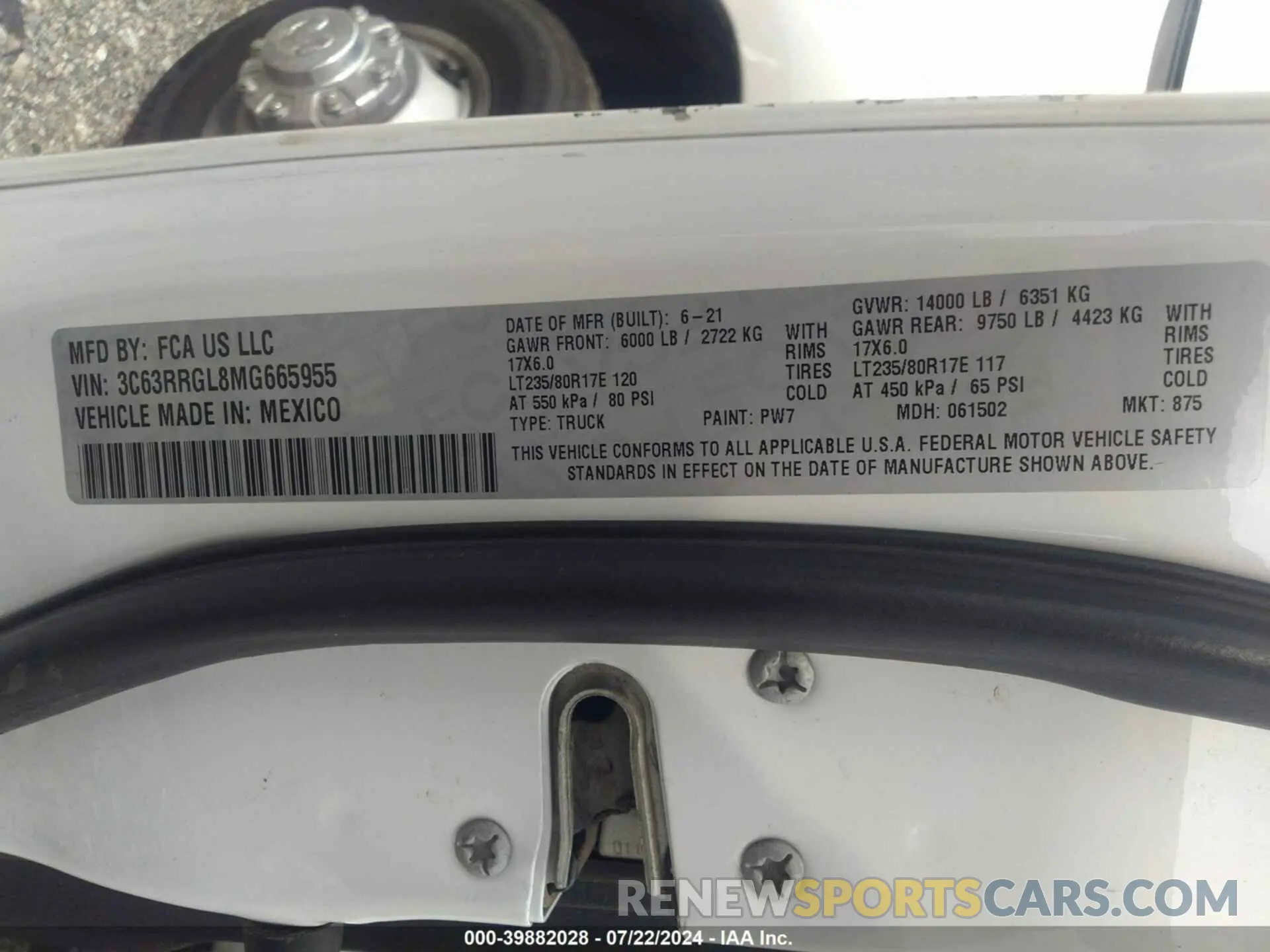 8 Photograph of a damaged car 3C63RRGL8MG665955 RAM 3500 2021