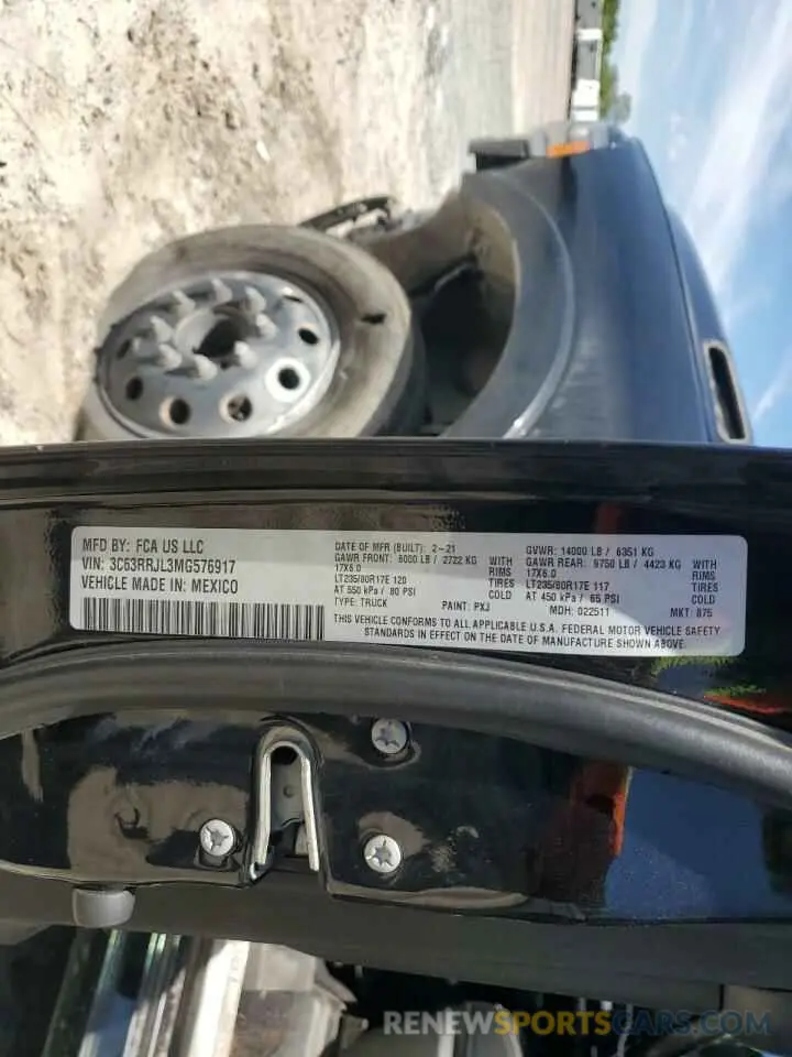 12 Фотография поврежденного автомобиля 3C63RRJL3MG576917 RAM 3500 2021