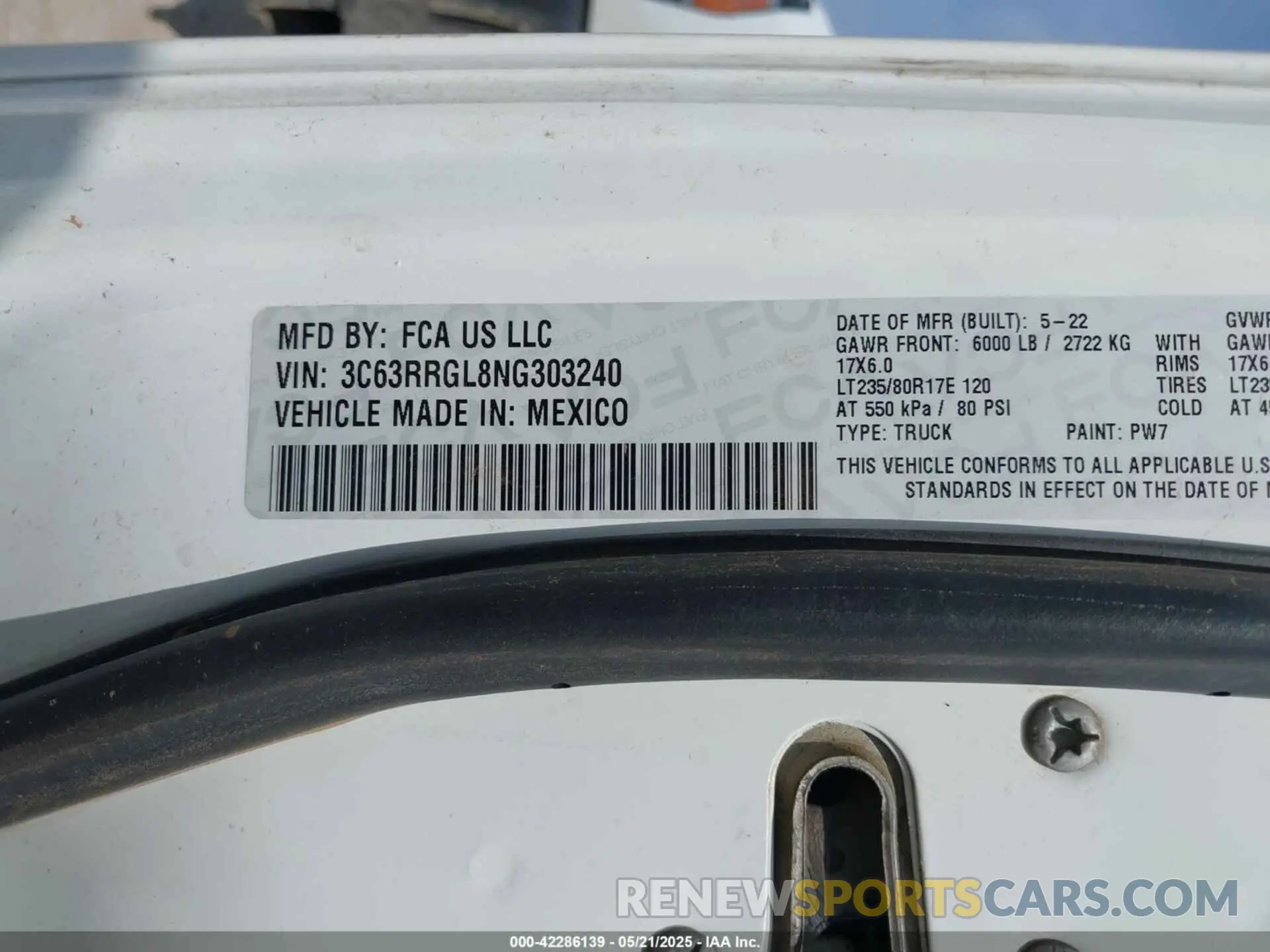 8 Фотография поврежденного автомобиля 3C63RRGL8NG303240 RAM 3500 2022
