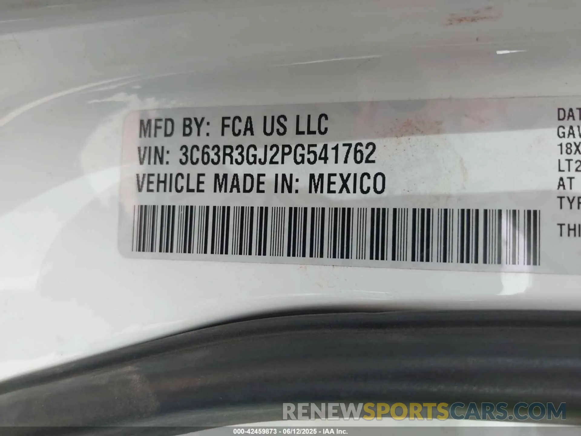 8 Фотография поврежденного автомобиля 3C63R3GJ2PG541762 RAM 3500 2023