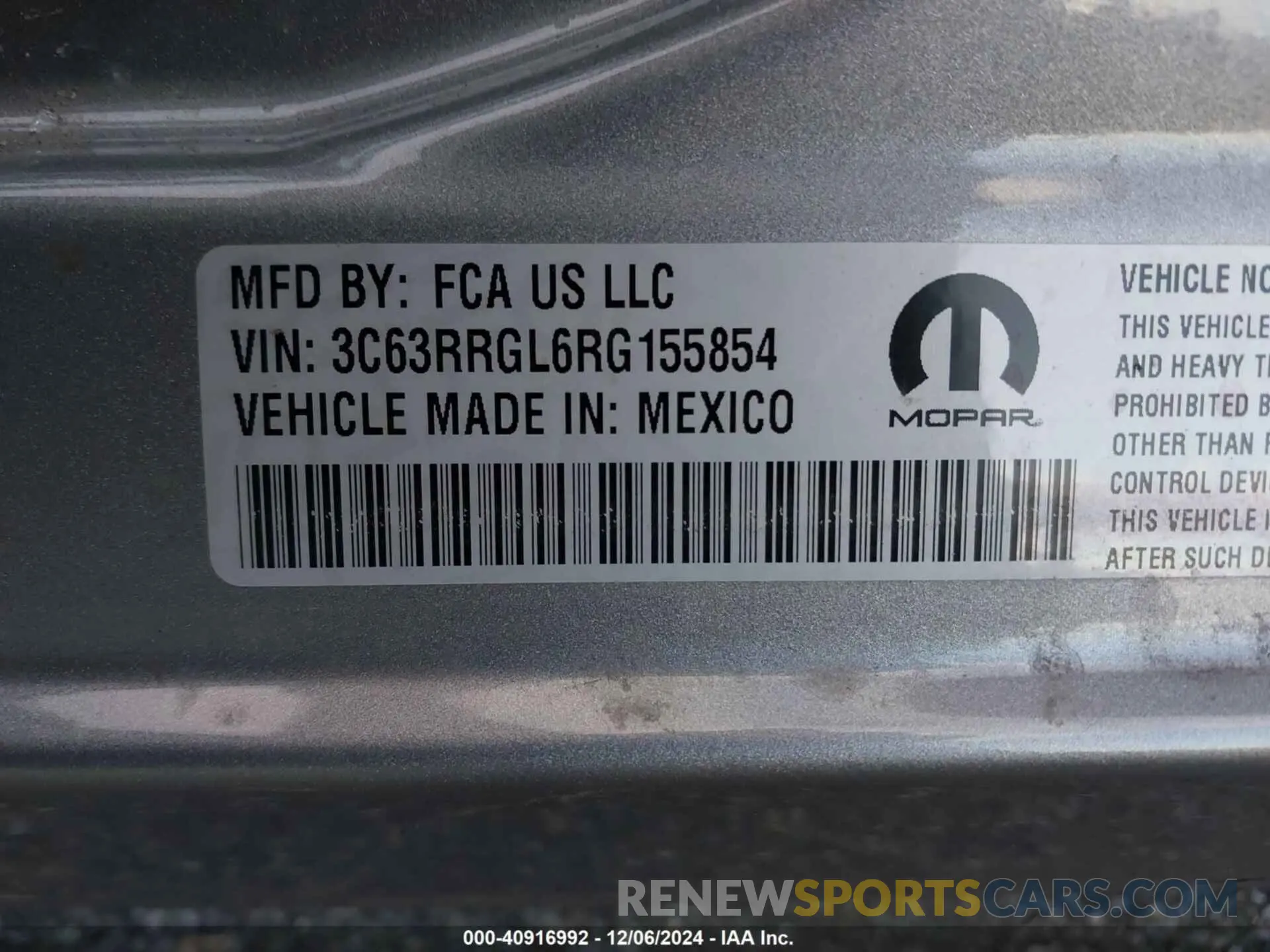 9 Фотография поврежденного автомобиля 3C63RRGL6RG155854 RAM 3500 2024