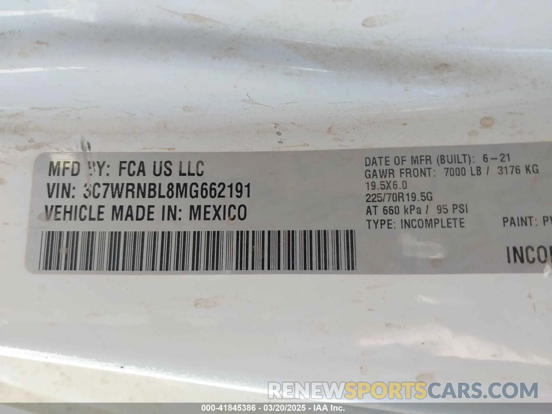 8 Photograph of a damaged car 3C7WRNBL8MG662191 RAM 5500 CHASSIS 2021
