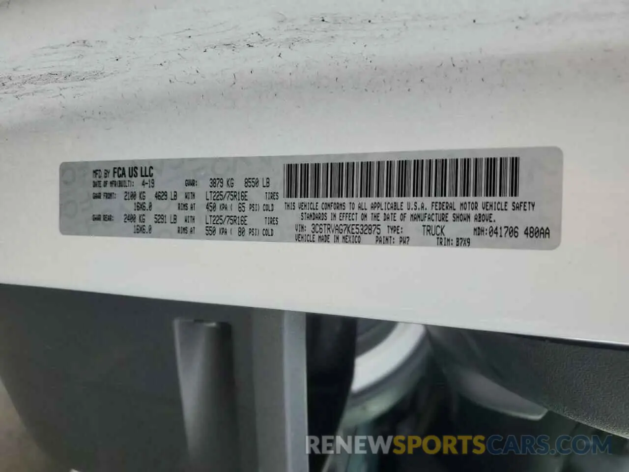 14 Photograph of a damaged car 3C6TRVAG7KE532875 RAM All Models 2019