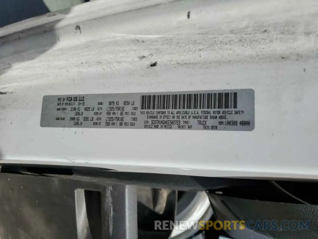 14 Photograph of a damaged car 3C6TRVAGXKE502723 RAM All Models 2019
