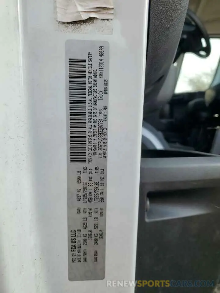 12 Фотография поврежденного автомобиля 3C6TRVDG9KE507794 RAM All Models 2019