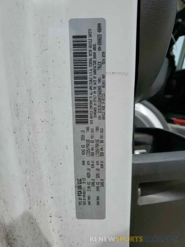 13 Photograph of a damaged car 3C6URVUG8KE560345 RAM All Models 2019