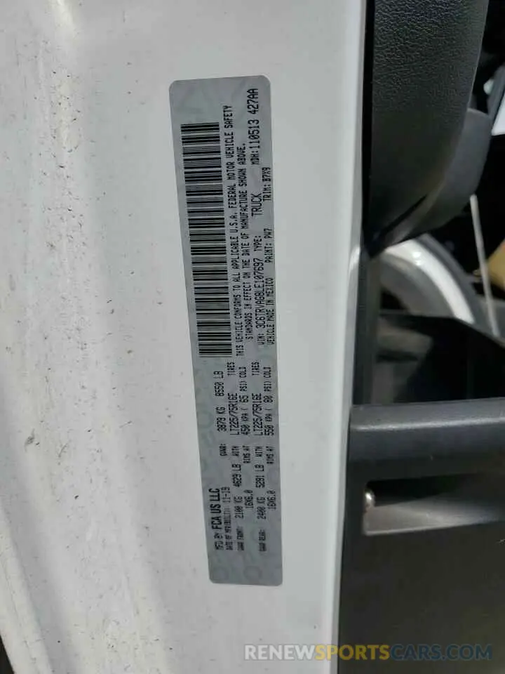 13 Фотография поврежденного автомобиля 3C6TRVAG8LE107697 RAM All Models 2020