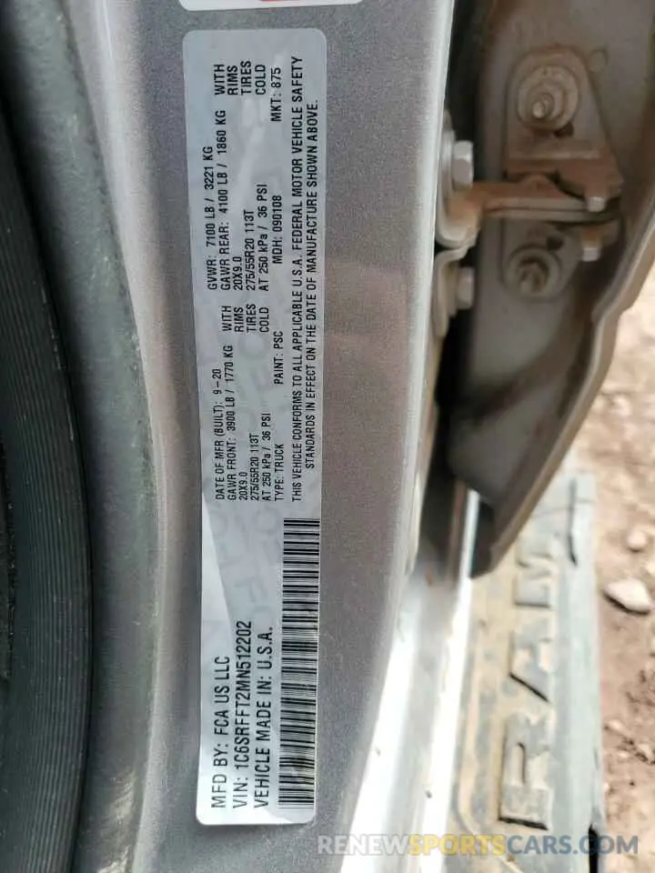 13 Фотография поврежденного автомобиля 1C6SRFFT2MN512202 RAM All Models 2021