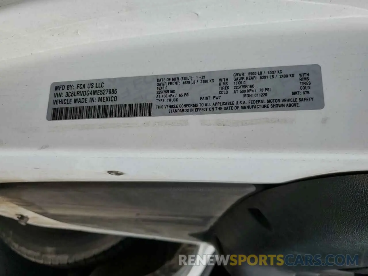 13 Photograph of a damaged car 3C6LRVDG4ME527986 RAM All Models 2021