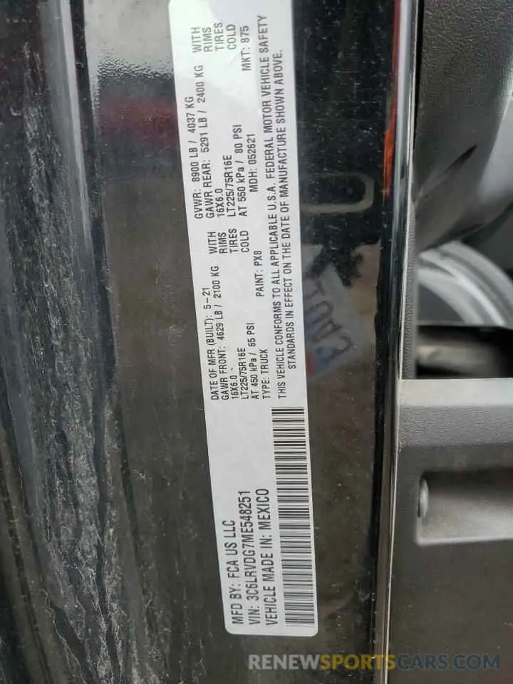 13 Photograph of a damaged car 3C6LRVDG7ME548251 RAM All Models 2021