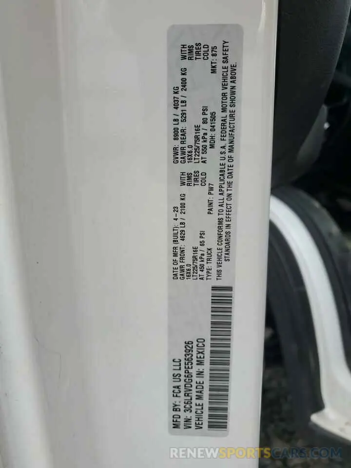 14 Фотография поврежденного автомобиля 3C6LRVDG6PE563926 RAM All Models 2023