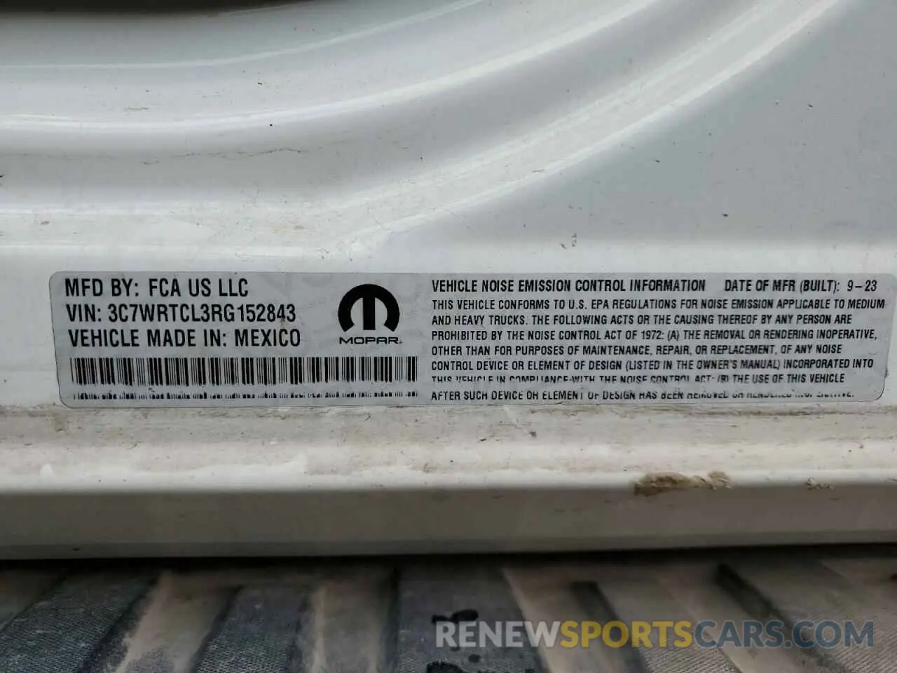 13 Photograph of a damaged car 3C7WRTCL3RG152843 RAM All Models 2024