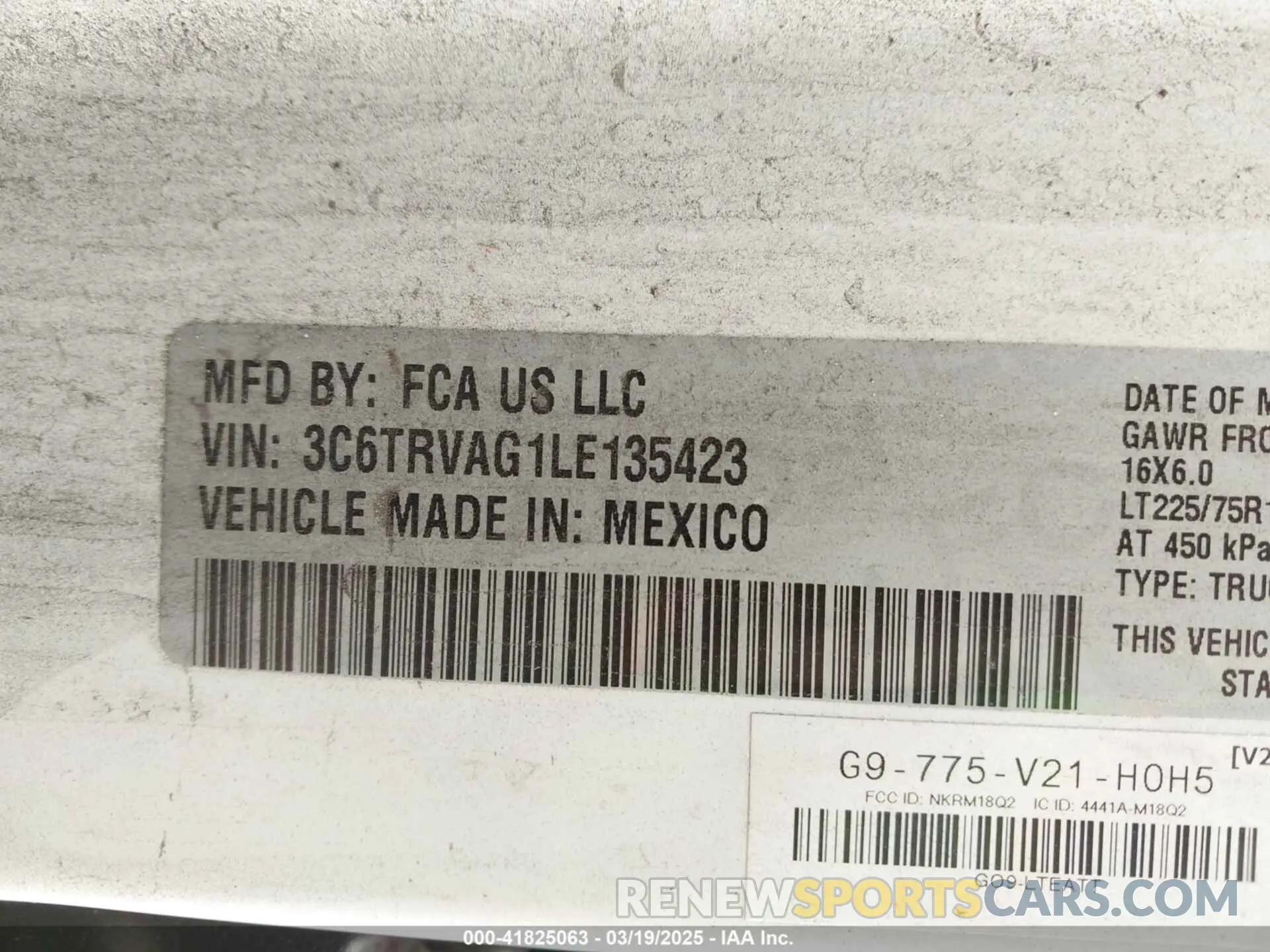 9 Фотография поврежденного автомобиля 3C6TRVAG1LE135423 RAM PROMASTER 1500 2020