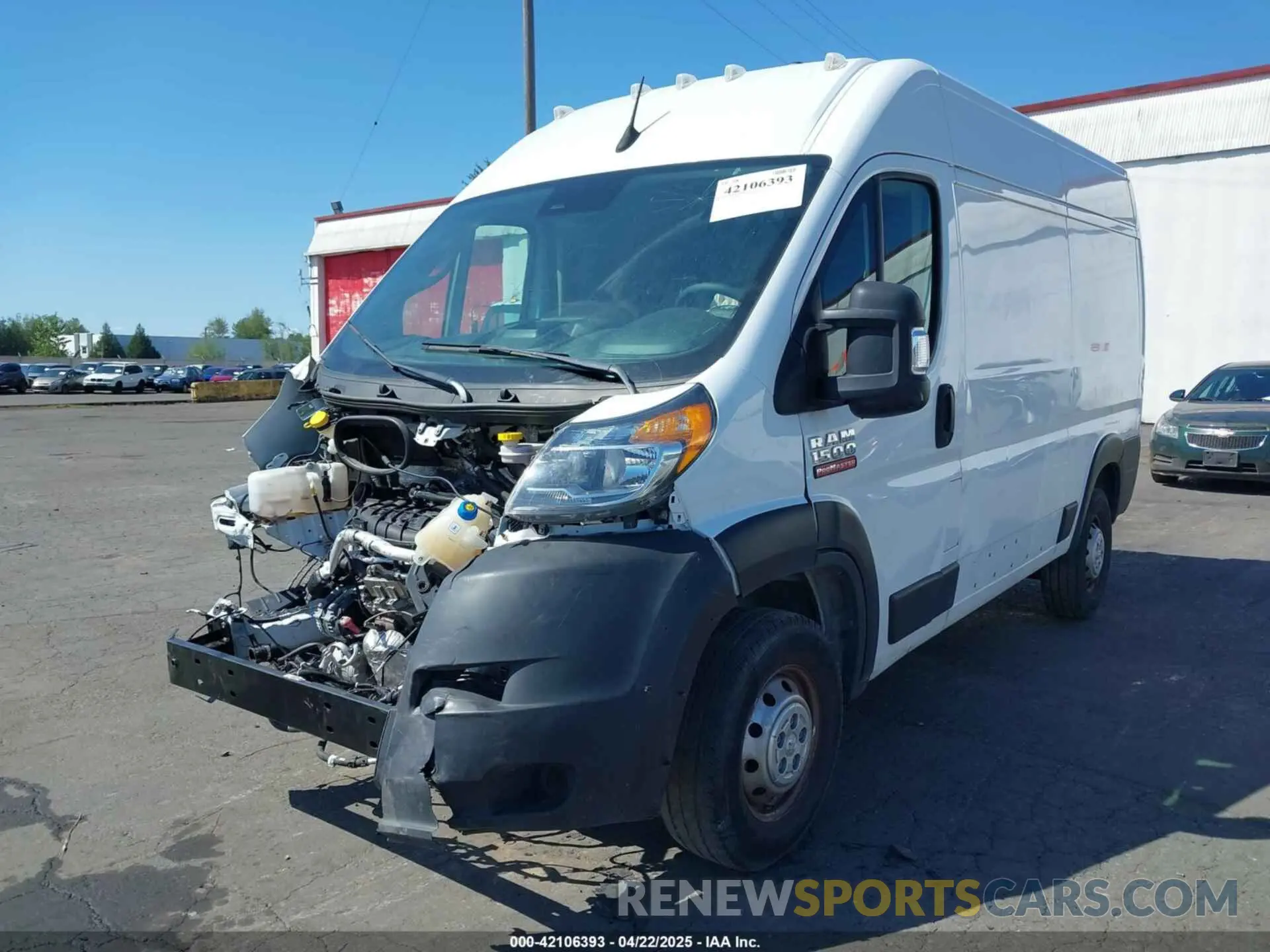 2 Photograph of a damaged car 3C6LRVBG3NE119032 RAM PROMASTER 1500 2022