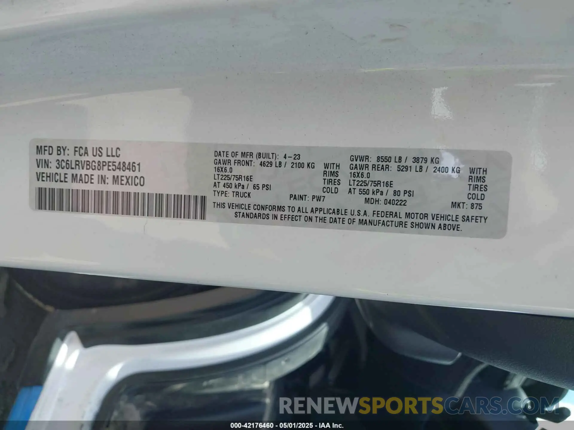 9 Фотография поврежденного автомобиля 3C6LRVBG8PE548461 RAM PROMASTER 1500 2023