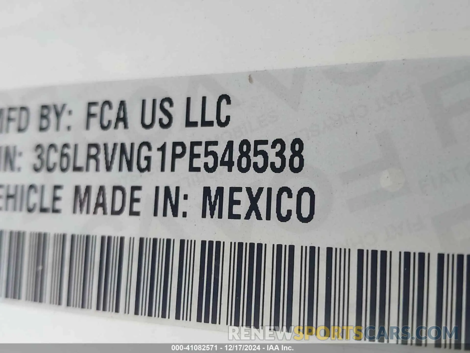 9 Фотография поврежденного автомобиля 3C6LRVNG1PE548538 RAM PROMASTER 1500 2023