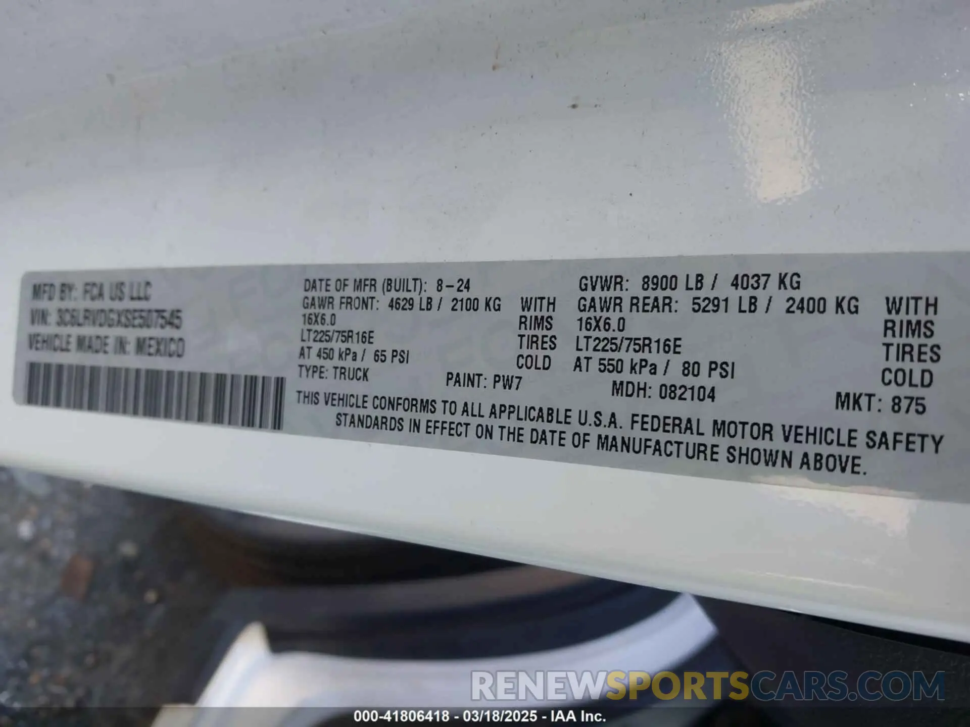 9 Photograph of a damaged car 3C6LRVDGXSE507545 RAM PROMASTER 2500 2025