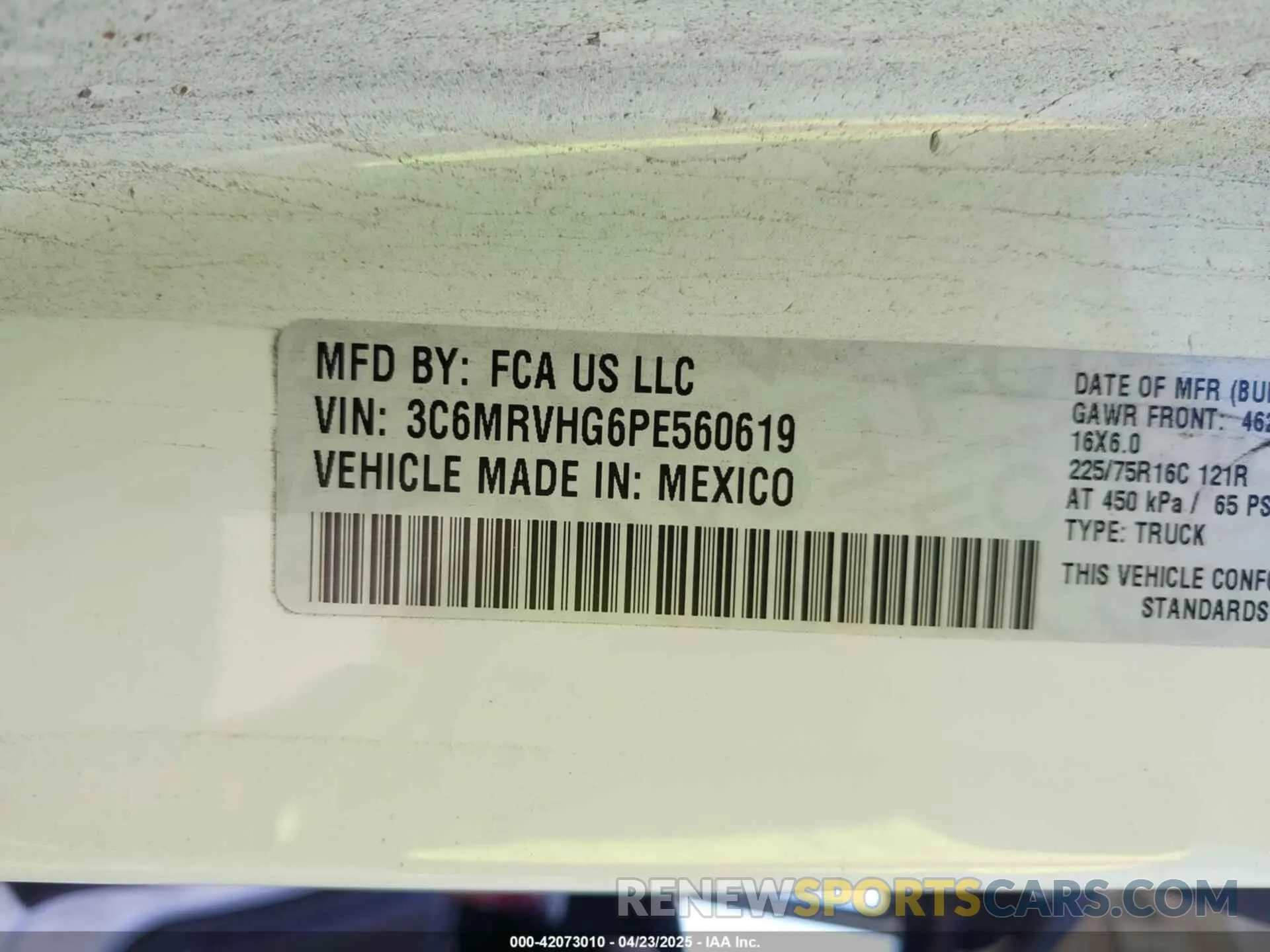 9 Фотография поврежденного автомобиля 3C6MRVHG6PE560619 RAM PROMASTER 3500 2023