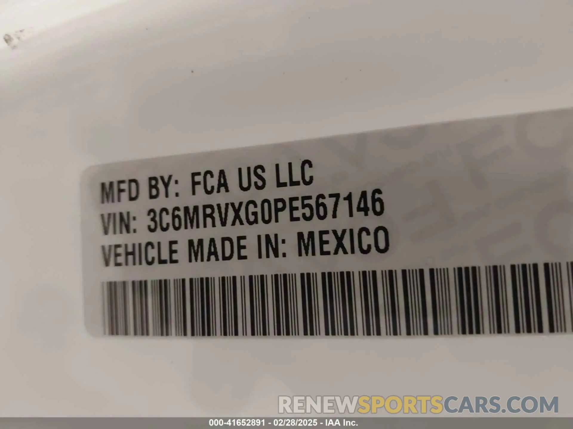9 Photograph of a damaged car 3C6MRVXG0PE567146 RAM PROMASTER 3500 2023