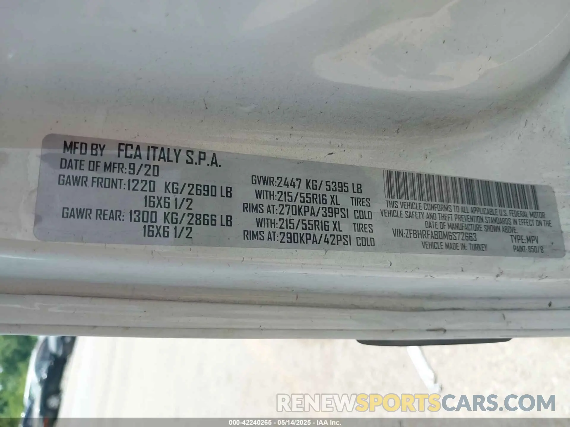 9 Photograph of a damaged car ZFBHRFAB0M6S72663 RAM PROMASTER CITY 2021