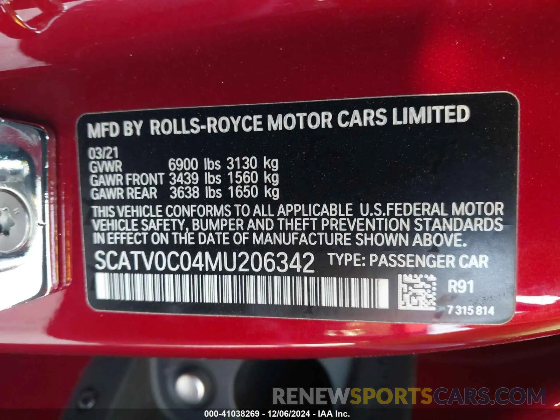 9 Фотография поврежденного автомобиля SCATV0C04MU206342 ROLLS-ROYCE GHOST 2021
