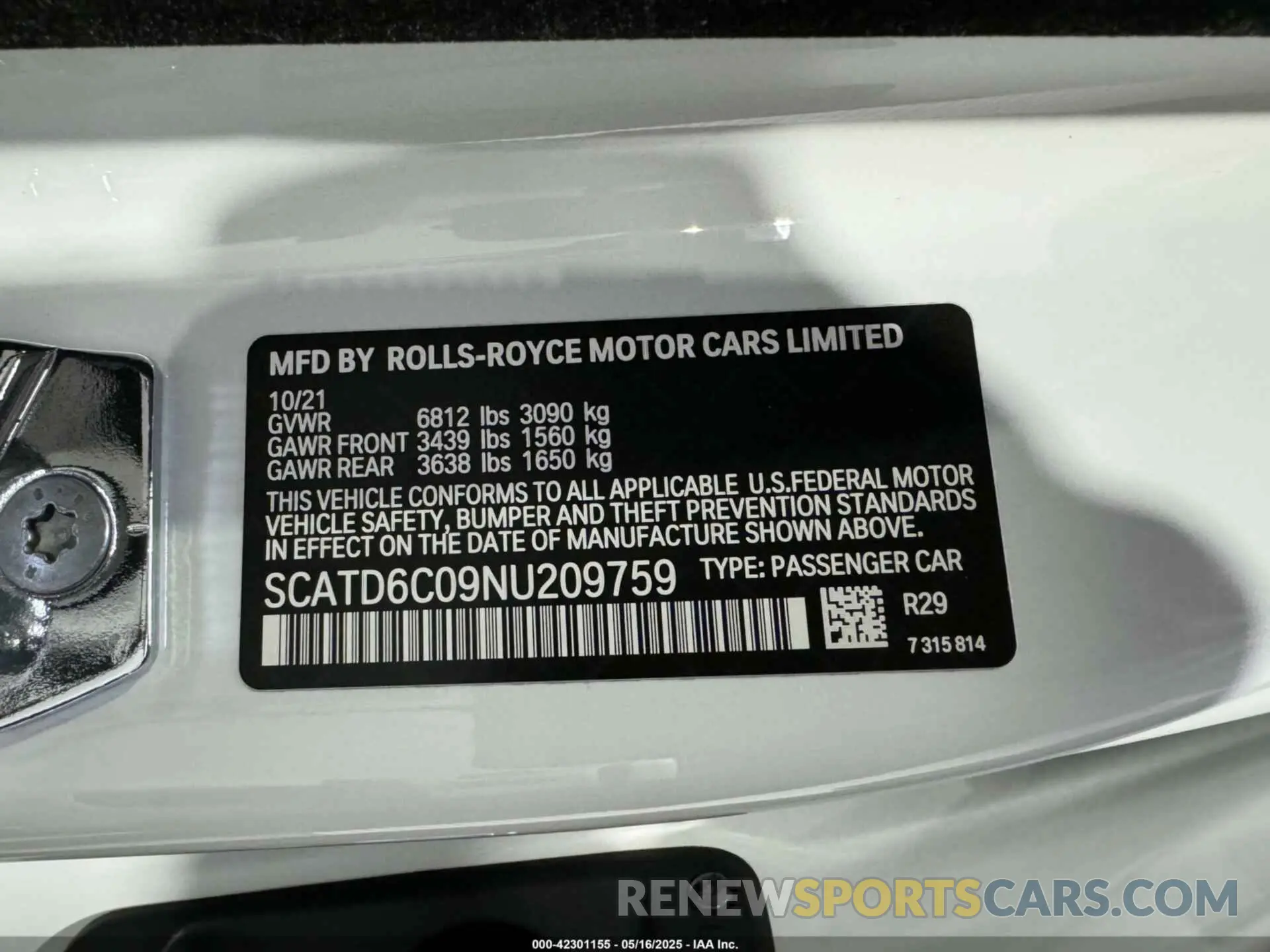9 Фотография поврежденного автомобиля SCATD6C09NU209759 ROLLS-ROYCE GHOST 2022