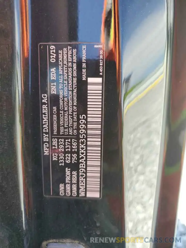 12 Photograph of a damaged car WMEFJ9BAXKK359995 SMART FORTWO 2019