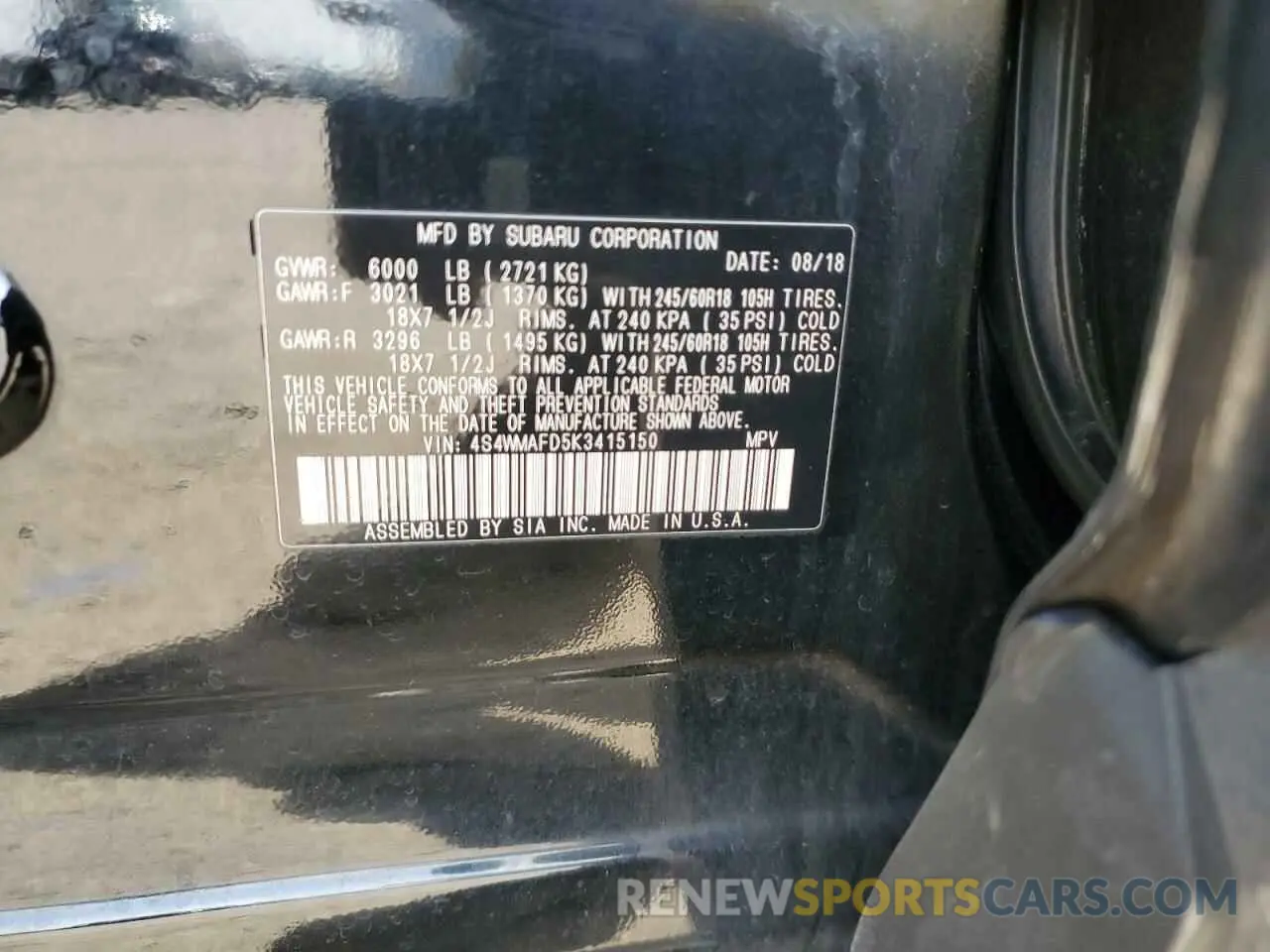 14 Фотография поврежденного автомобиля 4S4WMAFD5K3415150 SUBARU ASCENT 2019