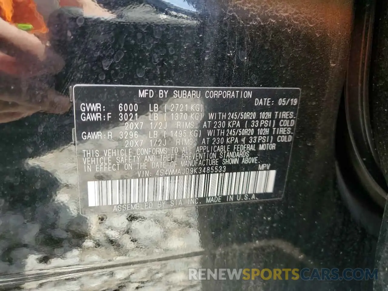 13 Фотография поврежденного автомобиля 4S4WMAJD9K3485533 SUBARU ASCENT 2019