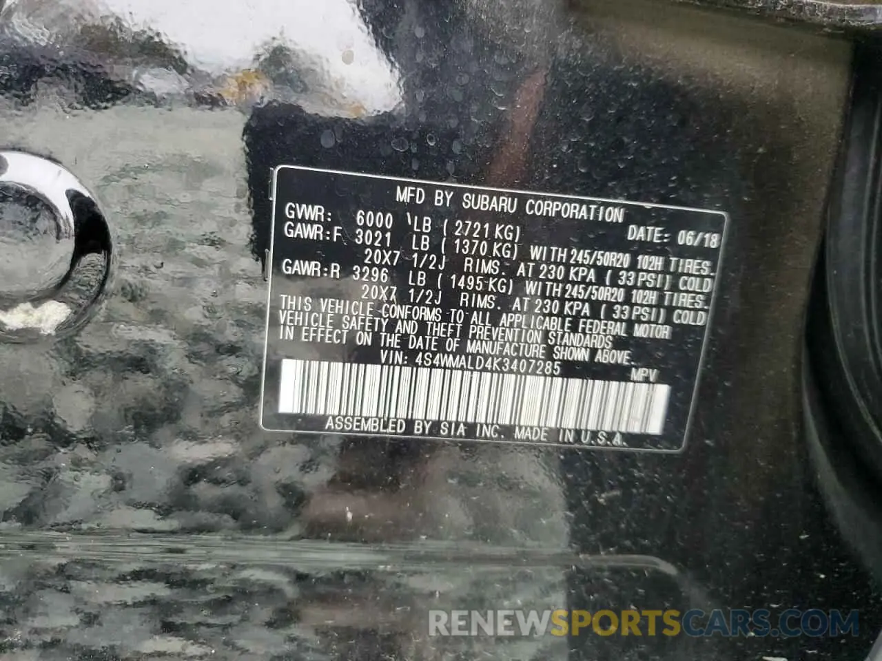 14 Photograph of a damaged car 4S4WMALD4K3407285 SUBARU ASCENT 2019