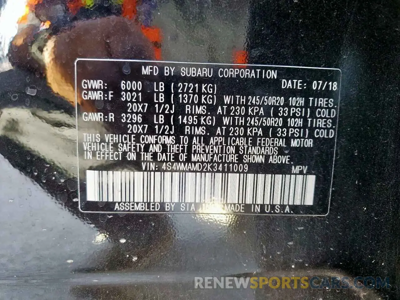 14 Photograph of a damaged car 4S4WMAMD2K3411009 SUBARU ASCENT 2019