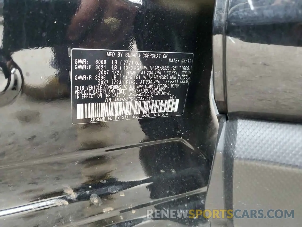 12 Photograph of a damaged car 4S4WMAPD3K3480187 SUBARU ASCENT 2019