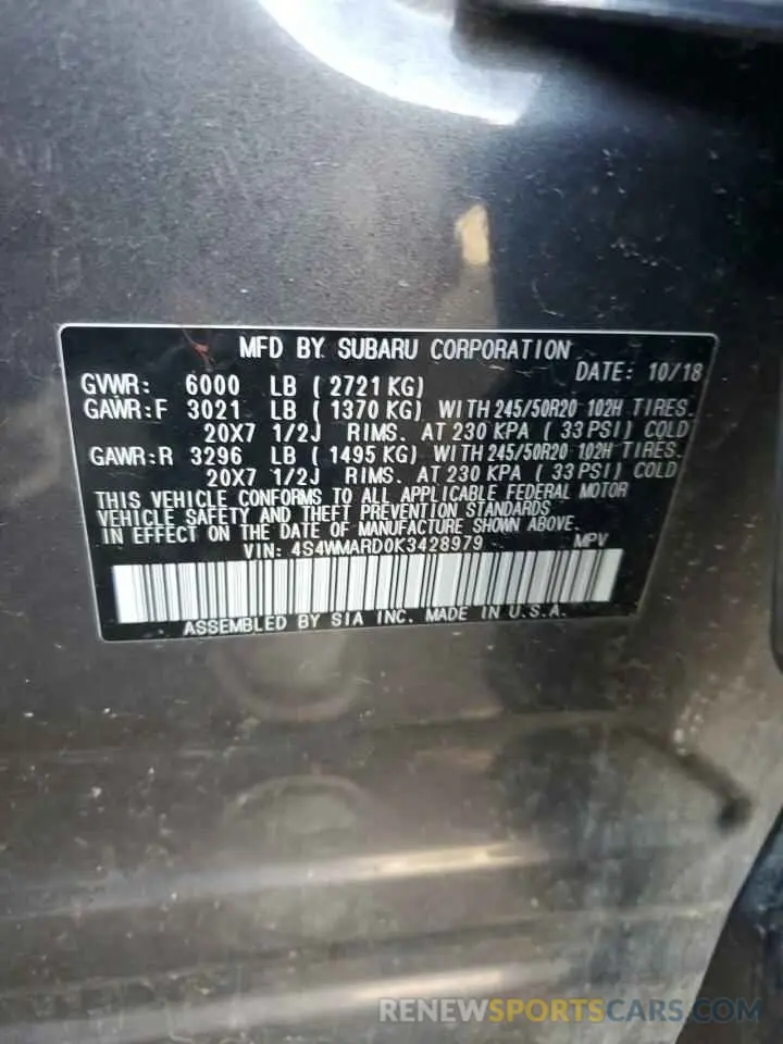 15 Фотография поврежденного автомобиля 4S4WMARD0K3428979 SUBARU ASCENT 2019