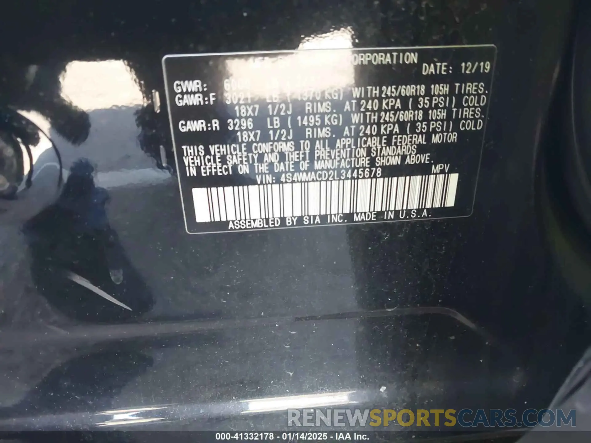 9 Photograph of a damaged car 4S4WMACD2L3445678 SUBARU ASCENT 2020